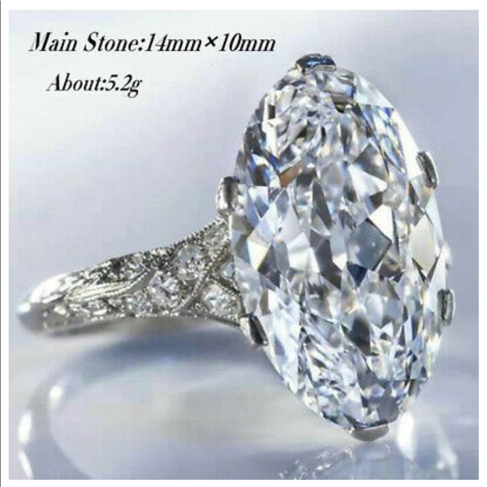Luxury 925 Silver Oval Cut White Sapphire Ring New - Picture 1 of 6